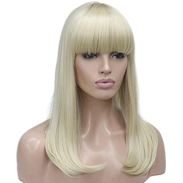 DILLARDS Lydell 14 Long Straight Wig Soft Heat Fiber Hair Cute Neat Bang Under Shoulder Full Wig (613 Blonde) - Image 1